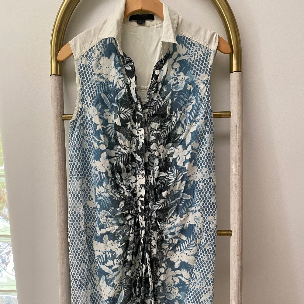 Alexander Wang 100% Silk Summer Lightweight Floral Sleeveless Shirt Dress Size 6